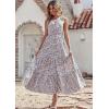 imagePRETTYGARDEN Womens Summer Floral Maxi Dress Knot One Shoulder Sleeveless Ruffle Flowy Boho Beach Wedding Guest DressesBlue White