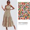 imagePRETTYGARDEN Womens Summer Floral Maxi Dress Knot One Shoulder Sleeveless Ruffle Flowy Boho Beach Wedding Guest DressesBluePink
