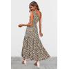 imagePRETTYGARDEN Womens Summer Floral Maxi Dress Knot One Shoulder Sleeveless Ruffle Flowy Boho Beach Wedding Guest DressesCoffee
