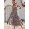 imagePRETTYGARDEN Womens Summer Floral Maxi Dress Knot One Shoulder Sleeveless Ruffle Flowy Boho Beach Wedding Guest DressesCoffee Pink