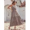 imagePRETTYGARDEN Womens Summer Floral Maxi Dress Knot One Shoulder Sleeveless Ruffle Flowy Boho Beach Wedding Guest DressesCoffee Pink