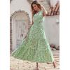 imagePRETTYGARDEN Womens Summer Floral Maxi Dress Knot One Shoulder Sleeveless Ruffle Flowy Boho Beach Wedding Guest DressesGreen White