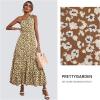 imagePRETTYGARDEN Womens Summer Floral Maxi Dress Knot One Shoulder Sleeveless Ruffle Flowy Boho Beach Wedding Guest DressesJiang Yellow