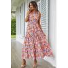 imagePRETTYGARDEN Womens Summer Floral Maxi Dress Knot One Shoulder Sleeveless Ruffle Flowy Boho Beach Wedding Guest DressesOrange Floral