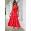 imagePRETTYGARDEN Womens Summer Floral Maxi Dress Knot One Shoulder Sleeveless Ruffle Flowy Boho Beach Wedding Guest DressesRed Floral