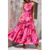 imagePRETTYGARDEN Womens Summer Floral Maxi Dress Knot One Shoulder Sleeveless Ruffle Flowy Boho Beach Wedding Guest DressesRose Red Big Floral