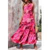imagePRETTYGARDEN Womens Summer Floral Maxi Dress Knot One Shoulder Sleeveless Ruffle Flowy Boho Beach Wedding Guest DressesRose Red Big Floral