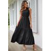 imagePRETTYGARDEN Womens Summer Floral Maxi Dress Knot One Shoulder Sleeveless Ruffle Flowy Boho Beach Wedding Guest DressesSolid Black