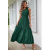 imagePRETTYGARDEN Womens Summer Floral Maxi Dress Knot One Shoulder Sleeveless Ruffle Flowy Boho Beach Wedding Guest DressesSolid Dark Green