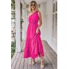 imagePRETTYGARDEN Womens Summer Floral Maxi Dress Knot One Shoulder Sleeveless Ruffle Flowy Boho Beach Wedding Guest DressesSolid Rose Red