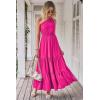 imagePRETTYGARDEN Womens Summer Floral Maxi Dress Knot One Shoulder Sleeveless Ruffle Flowy Boho Beach Wedding Guest DressesSolid Rose Red