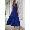 imagePRETTYGARDEN Womens Summer Floral Maxi Dress Knot One Shoulder Sleeveless Ruffle Flowy Boho Beach Wedding Guest DressesSolid Royal Blue