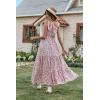 imagePRETTYGARDEN Womens Summer Floral Maxi Dress Knot One Shoulder Sleeveless Ruffle Flowy Boho Beach Wedding Guest DressesWhite Red