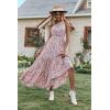 imagePRETTYGARDEN Womens Summer Floral Maxi Dress Knot One Shoulder Sleeveless Ruffle Flowy Boho Beach Wedding Guest DressesWhite Red