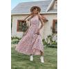imagePRETTYGARDEN Womens Summer Floral Maxi Dress Knot One Shoulder Sleeveless Ruffle Flowy Boho Beach Wedding Guest DressesWhite Red