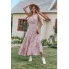 imagePRETTYGARDEN Womens Summer Floral Maxi Dress Knot One Shoulder Sleeveless Ruffle Flowy Boho Beach Wedding Guest DressesWhite Red