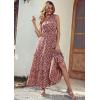 imagePRETTYGARDEN Womens Summer Floral Maxi Dress Knot One Shoulder Sleeveless Ruffle Flowy Boho Beach Wedding Guest DressesWine Red