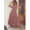 imagePRETTYGARDEN Womens Summer Floral Maxi Dress Knot One Shoulder Sleeveless Ruffle Flowy Boho Beach Wedding Guest DressesWine Red