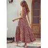 imagePRETTYGARDEN Womens Summer Floral Maxi Dress Knot One Shoulder Sleeveless Ruffle Flowy Boho Beach Wedding Guest DressesWine Red