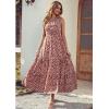 imagePRETTYGARDEN Womens Summer Floral Maxi Dress Knot One Shoulder Sleeveless Ruffle Flowy Boho Beach Wedding Guest DressesWine Red