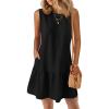 imagePRETTYGARDEN Casual Short Summer Dresses for Women 2025 Sleeveless Crewneck Cute Ruffle Loose Vacation Mini Tshirt DressBlack