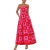 imagePRETTYGARDEN Summer Spaghetti Strap Dresses for Women Flowy Smocked Sundresses Casual Boho Sleeveless Beach Maxi Long DressRed