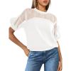 imagePRETTYGARDEN Womens 2025 Summer Crew Neck Short Sleeve Shirts Lace Going Out Sheer Mesh Crop Tops Dressy Casual BlousesWhite