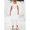 imagePRETTYGARDEN Summer Dresses for Women 2025 Eyelet Square Neck Puff Sleeve Smocked Wedding Guest Maxi Dress with PocketsBeige White