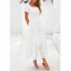 imagePRETTYGARDEN Summer Dresses for Women 2025 Eyelet Square Neck Puff Sleeve Smocked Wedding Guest Maxi Dress with PocketsBeige White