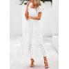 imagePRETTYGARDEN Summer Dresses for Women 2025 Eyelet Square Neck Puff Sleeve Smocked Wedding Guest Maxi Dress with PocketsBeige White