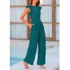 imagePRETTYGARDEN Summer Jumpsuits for Women Dressy Casual Ruffle Cap Sleeves Romper Crew Neck Rib Knit One Piece OutfitsBlue Green