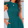 imagePRETTYGARDEN Summer Jumpsuits for Women Dressy Casual Ruffle Cap Sleeves Romper Crew Neck Rib Knit One Piece OutfitsBlue Green