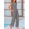 imagePRETTYGARDEN Summer Jumpsuits for Women Dressy Casual Ruffle Cap Sleeves Romper Crew Neck Rib Knit One Piece OutfitsGrey