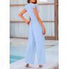 imagePRETTYGARDEN Summer Jumpsuits for Women Dressy Casual Ruffle Cap Sleeves Romper Crew Neck Rib Knit One Piece OutfitsLight Blue