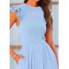 imagePRETTYGARDEN Summer Jumpsuits for Women Dressy Casual Ruffle Cap Sleeves Romper Crew Neck Rib Knit One Piece OutfitsLight Blue