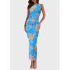 imagePRETTYGARDEN Wedding Guest Dresses for Women 2025 Summer Resort Wear Sexy Floral Bodycon Sleeveless Mesh Maxi Long DressFloral Blue