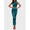 imagePRETTYGARDEN Wedding Guest Dresses for Women 2025 Summer Resort Wear Sexy Floral Bodycon Sleeveless Mesh Maxi Long DressLake Blue Floral