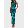 imagePRETTYGARDEN Wedding Guest Dresses for Women 2025 Summer Resort Wear Sexy Floral Bodycon Sleeveless Mesh Maxi Long DressLake Blue Floral