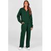 imagePRETTYGARDEN Womens 2 Piece Outfits Casual Lapel Half Zip Sweatshirts And Wide Leg Pants Tracksuit SetsDark Green