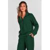 imagePRETTYGARDEN Womens 2 Piece Outfits Casual Lapel Half Zip Sweatshirts And Wide Leg Pants Tracksuit SetsDark Green