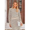imagePRETTYGARDEN Womens 2 Piece Striped Sweater Sets Fall Long Sleeve Knit Pullover Pencil Skirts Matching Travel OutfitsApricot Stripe
