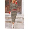 imagePRETTYGARDEN Womens 2 Piece Striped Sweater Sets Fall Long Sleeve Knit Pullover Pencil Skirts Matching Travel OutfitsBeige Black Stripe