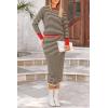 imagePRETTYGARDEN Womens 2 Piece Striped Sweater Sets Fall Long Sleeve Knit Pullover Pencil Skirts Matching Travel OutfitsBeige Black Stripe
