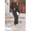 imagePRETTYGARDEN Womens 2 Piece Striped Sweater Sets Fall Long Sleeve Knit Pullover Pencil Skirts Matching Travel OutfitsBlack Stripe