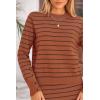 imagePRETTYGARDEN Womens 2 Piece Striped Sweater Sets Fall Long Sleeve Knit Pullover Pencil Skirts Matching Travel OutfitsBrick Red Stripe