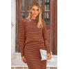 imagePRETTYGARDEN Womens 2 Piece Striped Sweater Sets Fall Long Sleeve Knit Pullover Pencil Skirts Matching Travel OutfitsBrick Red Stripe
