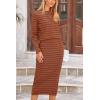 imagePRETTYGARDEN Womens 2 Piece Striped Sweater Sets Fall Long Sleeve Knit Pullover Pencil Skirts Matching Travel OutfitsBrick Red Stripe