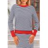 imagePRETTYGARDEN Womens 2 Piece Striped Sweater Sets Fall Long Sleeve Knit Pullover Pencil Skirts Matching Travel OutfitsDark Blue Stripe