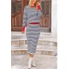 imagePRETTYGARDEN Womens 2 Piece Striped Sweater Sets Fall Long Sleeve Knit Pullover Pencil Skirts Matching Travel OutfitsDark Blue Stripe