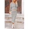 imagePRETTYGARDEN Womens 2 Piece Striped Sweater Sets Fall Long Sleeve Knit Pullover Pencil Skirts Matching Travel OutfitsGrey Stripe